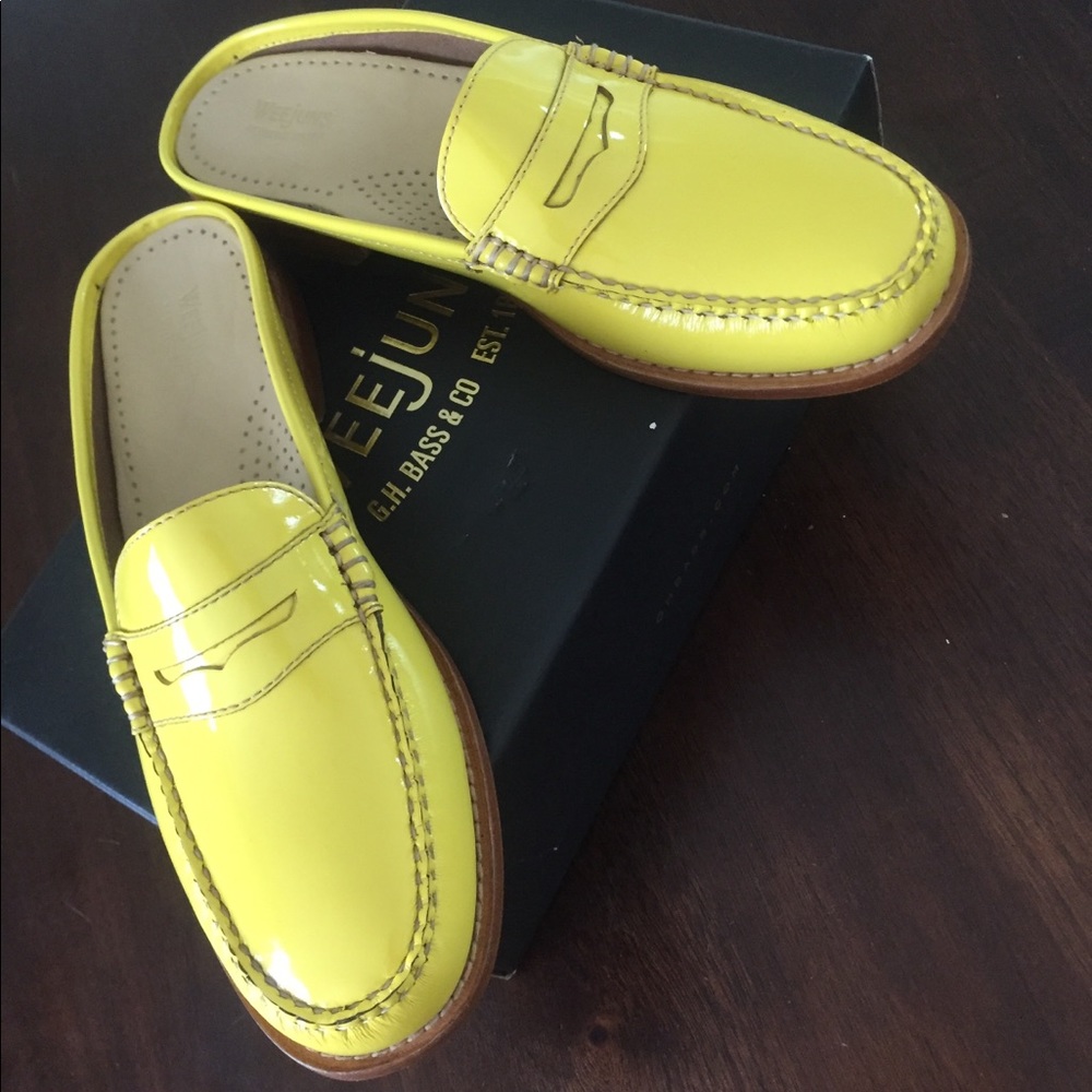 G. H. Bass Weejun Wynn Mules Lemon Yellow NIB Sz 9